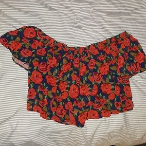 Floral off the shoulder crop top
